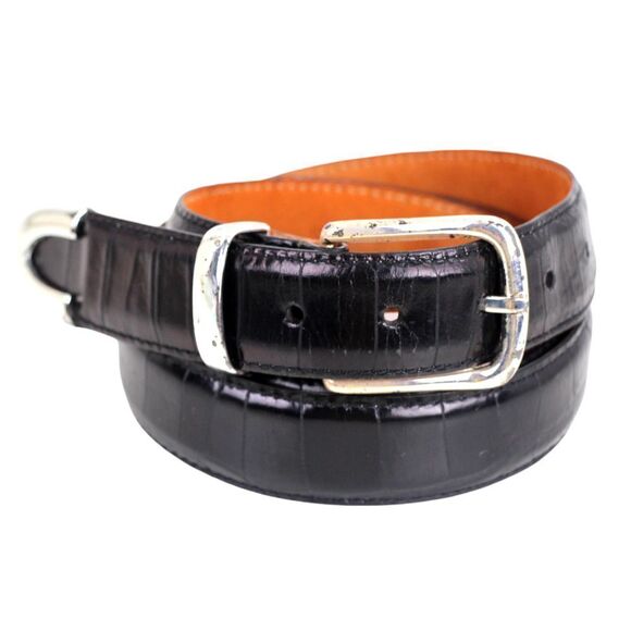 Martin Dingman BLACK ALLIGATOR CALFSKIN 1 1/8"Wd CASUAL DRESS BELT Sz 38/95 (G87 - Picture 6 of 14